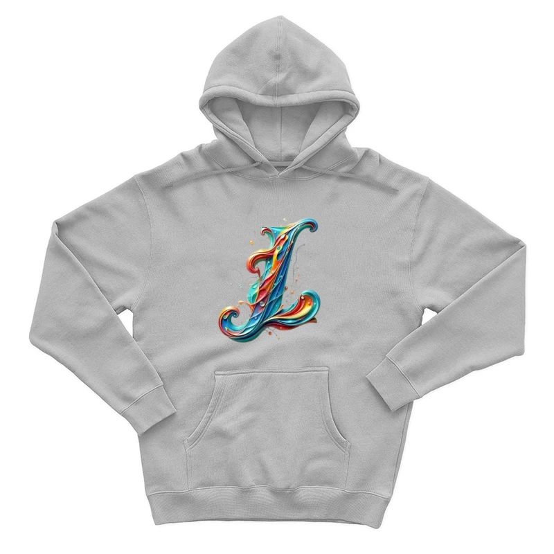 Ornate Quilling Typography: Colorful Letter L Design Male Pullover Hoodie