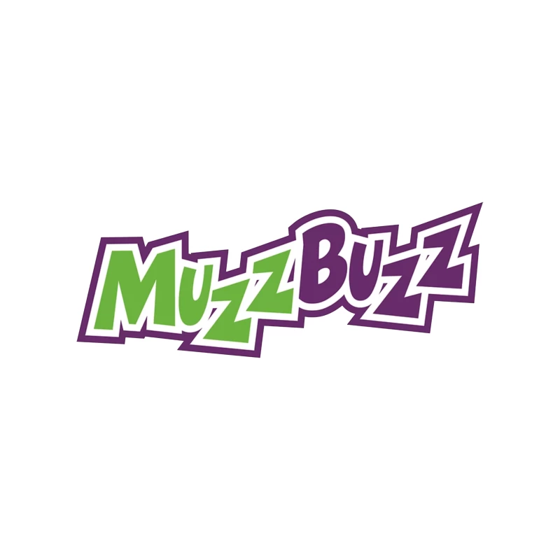 Muzz Buzz Beverage Brand Logo in Green and Purple Desk Mat