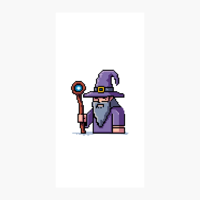 Pixelated Wizard with Magic Staff in Purple Robe iPhone Case