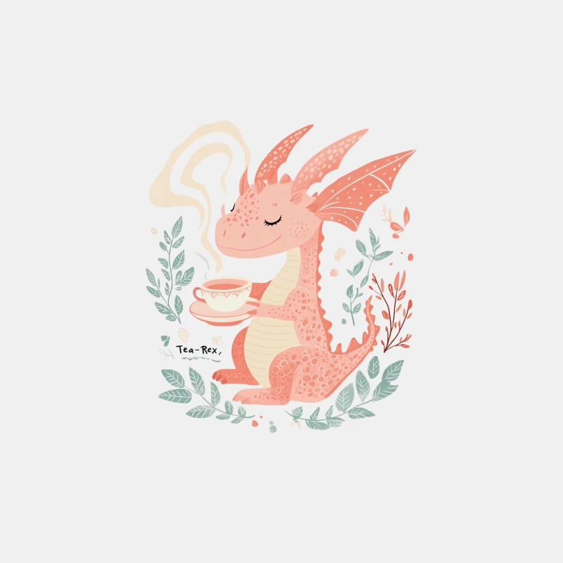 Whimsical Tea-Rex: A Cute Dragon's Tea Time Illustration Male Tank Top