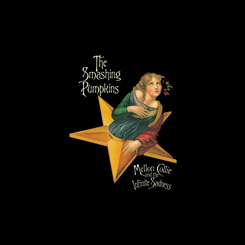 The Smashing Pumpkins' Mellon Collie Album Cover Featuring Classical Art on Golden Star Tapestry