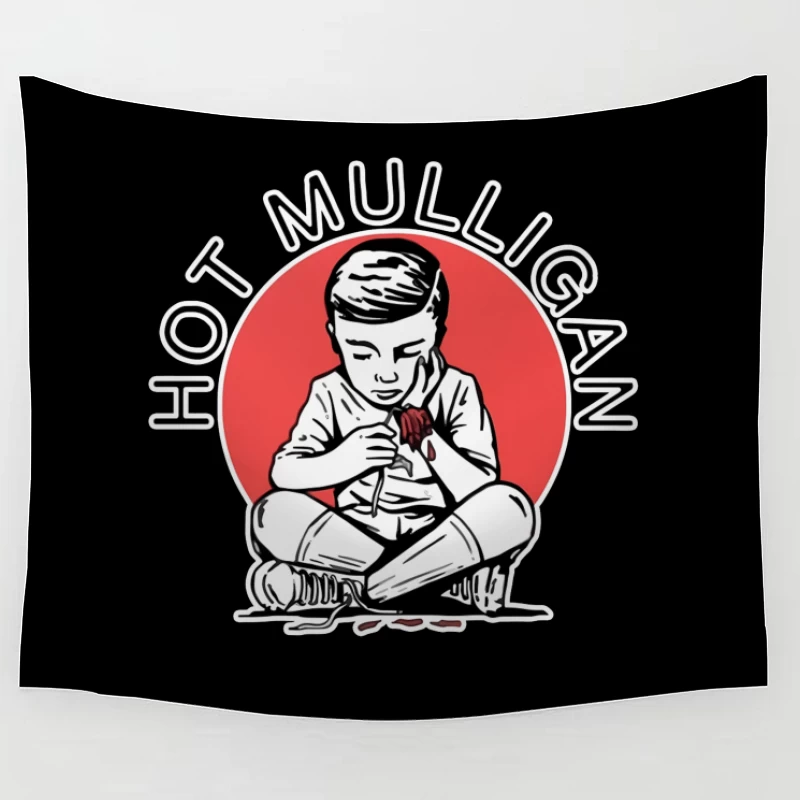 Hot Mulligan Band Logo with Retro Illustration Tapestry