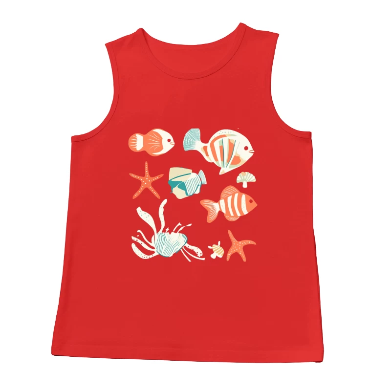 Pastel Marine Life Vector Illustration Male Tank Top