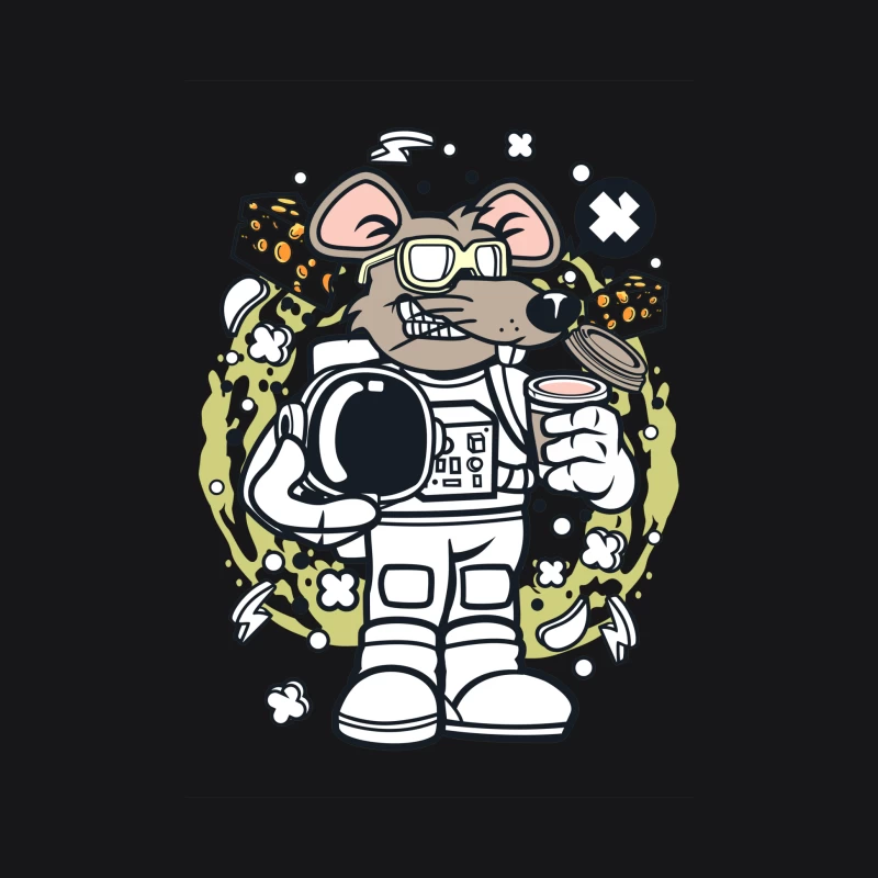 Rat astronaute avec café et casque Homme Sweat à capuche