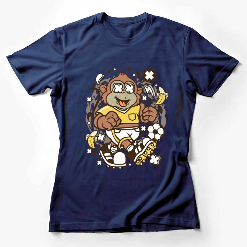 Singe joueur de football avec bananes Femme T-Shirt