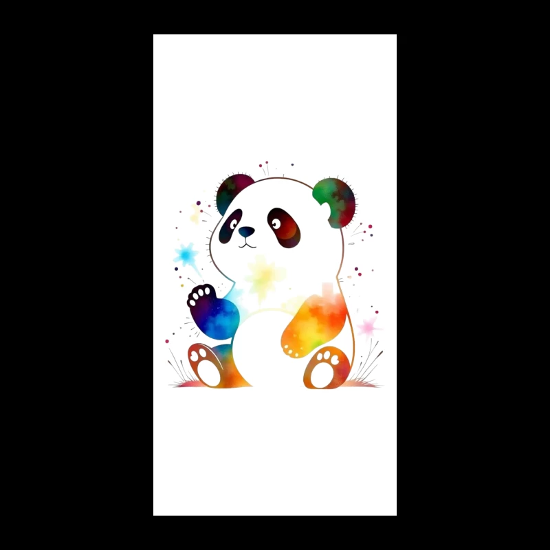 Colorful Watercolor Panda Bear Illustration iPhone Case