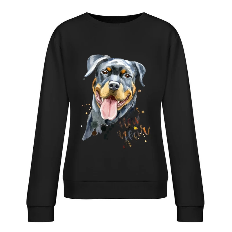 Peinture de chien pour le Nouvel An Femme Sweat-shirt à enfiler