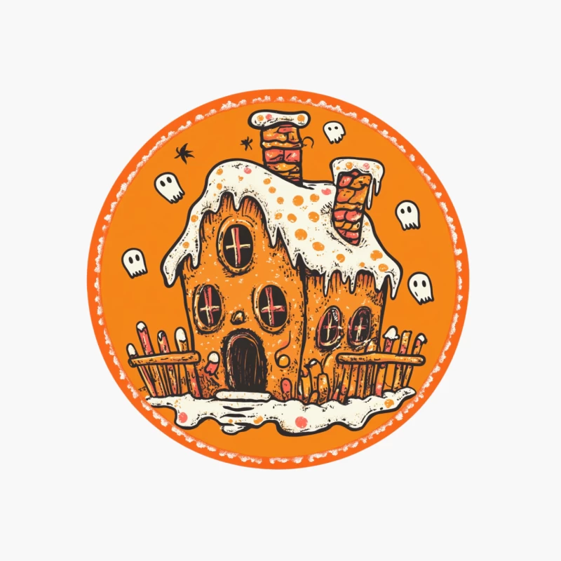 Spooky Halloween Gingerbread House Illustration Cotton Tote Bag