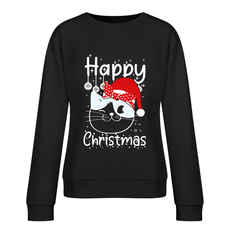 The Festive Feline Cheer Female Pullover Sweatshirt