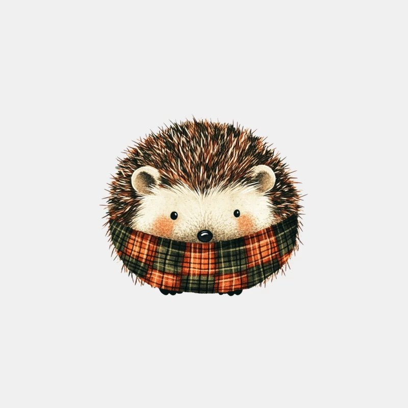 Cute Hedgehog Wearing Plaid Scarf Whimsical Autumn Illustration Male Tank Top
