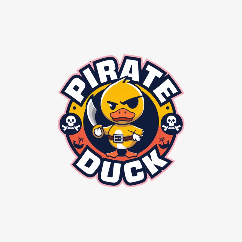 Pirate Duck Cartoon Mascot Logo with Skull and Crossbones Female Pullover Sweatshirt