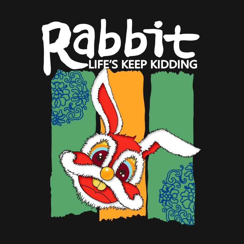Fröhlicher roter Hase mit buntem Hintergrund Herren T-Shirt