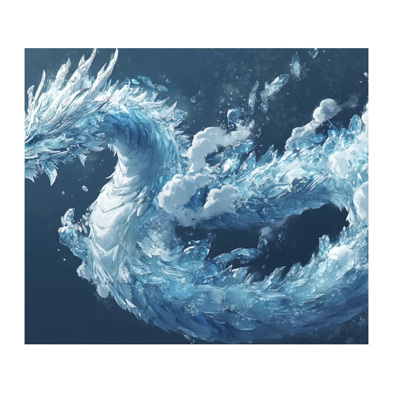 Majestic Ice Dragon: A Fantastical Water Creature Tapestry