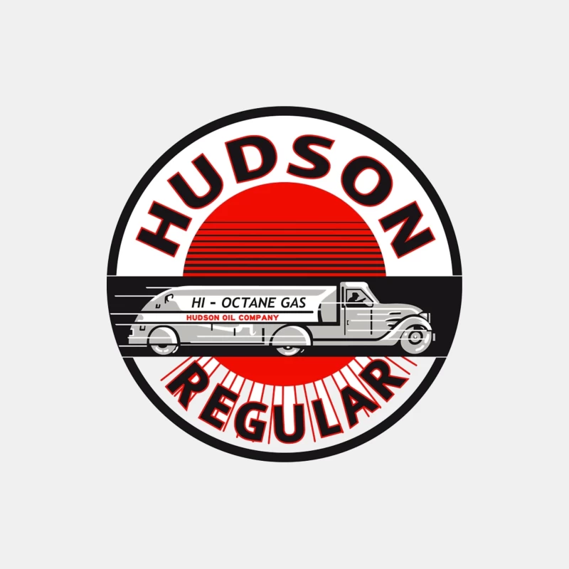 Vintage Hudson Regular Gas Station Logo with Art Deco Fuel Truck Design Male Tank Top