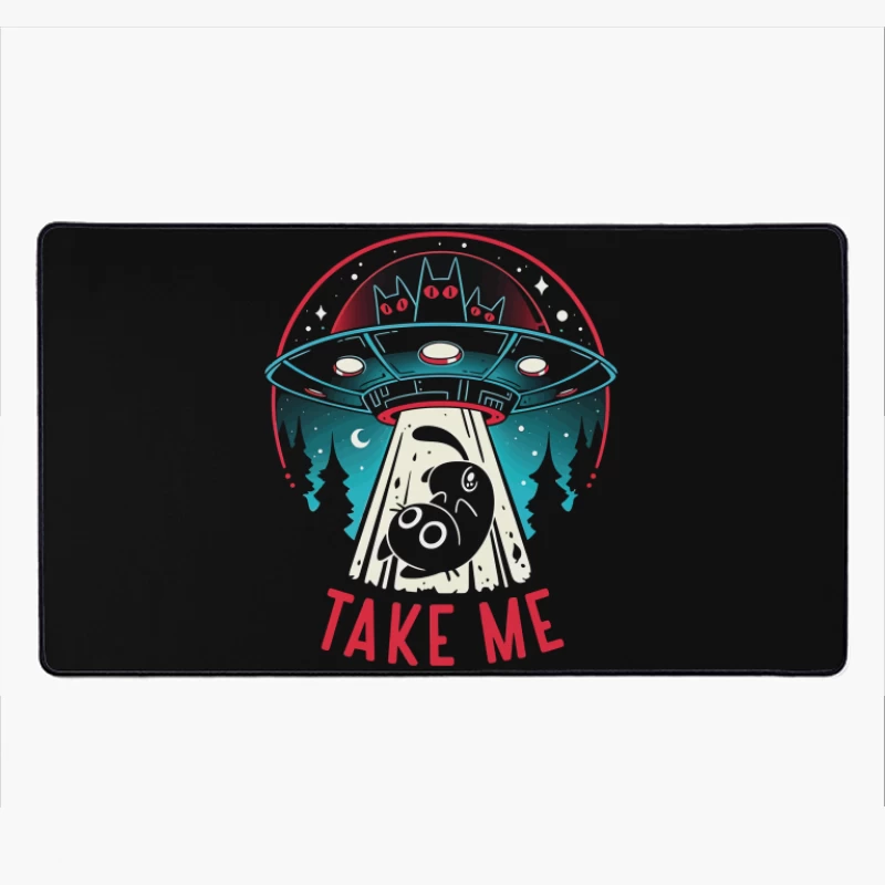 Take Me – UFO & Cat Abduction Whimsy Desk Mat