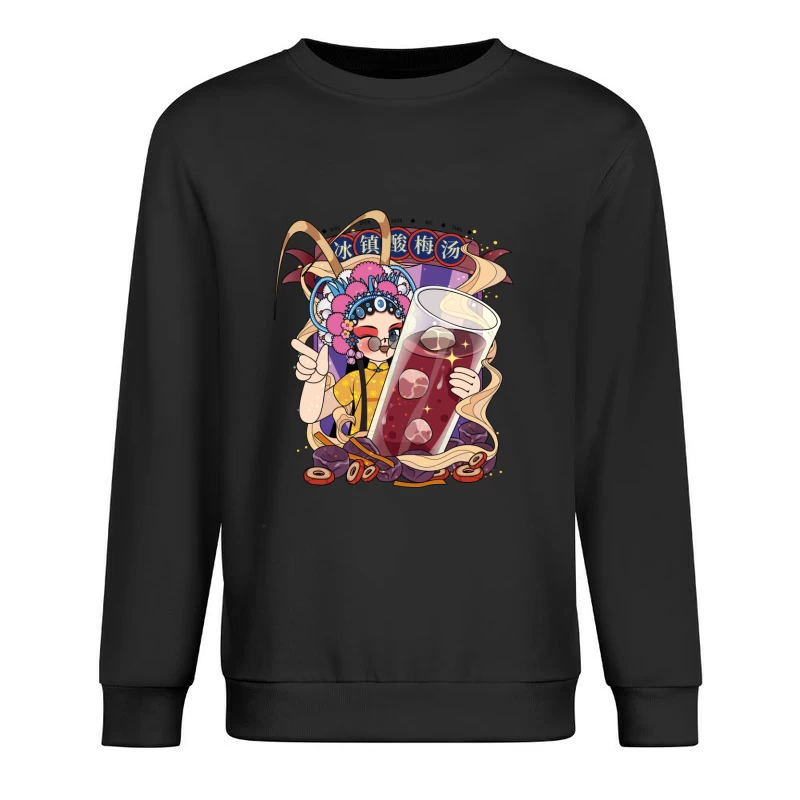 Chinesisches Getränk mit Opernfigur Herren Pullover Sweatshirt