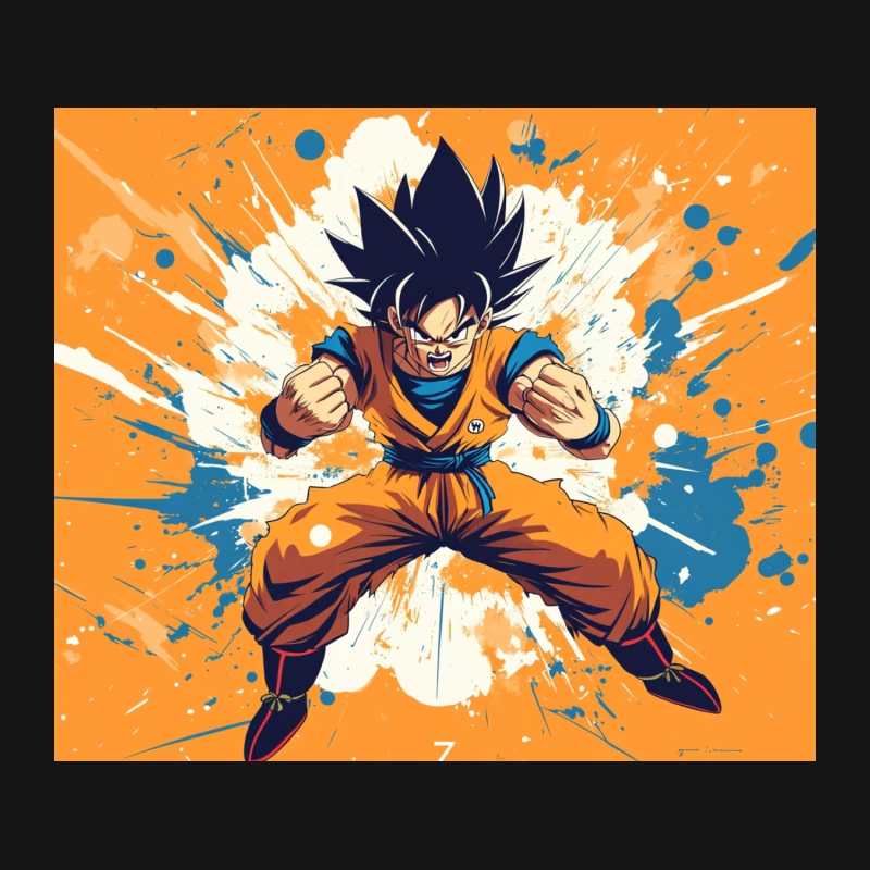 Dragon Ball Anime Character in Dynamic Fighting Pose with Splash Art Background Mouse Pad