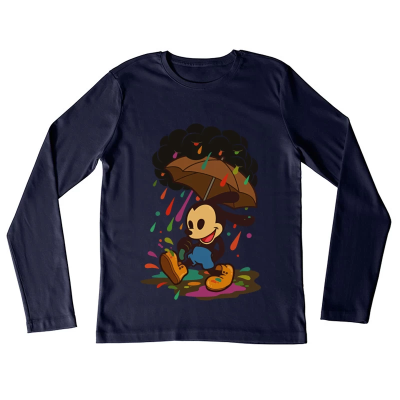 Mickey’s Rainy Day Adventure – Retro Whimsy Female Long Sleeve T-Shirt