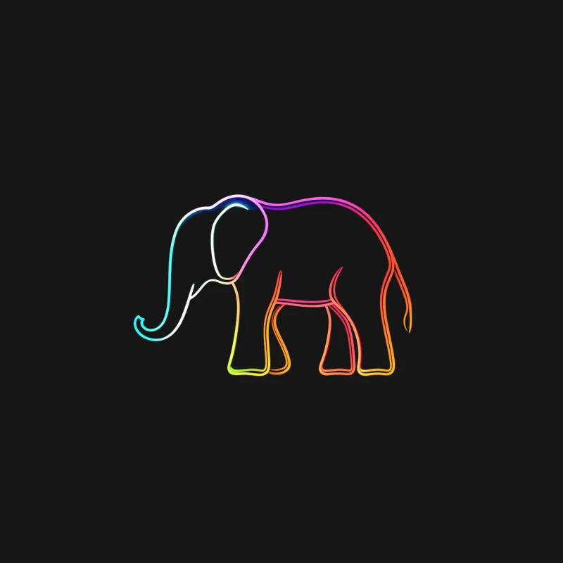 Colorful Abstract Elephant Outline Art Desk Mat