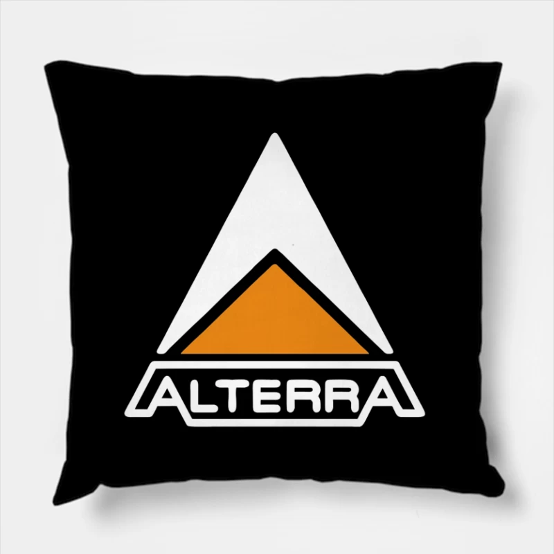 Alterra Corporate Logo with Orange Triangle Design Throw Pillow