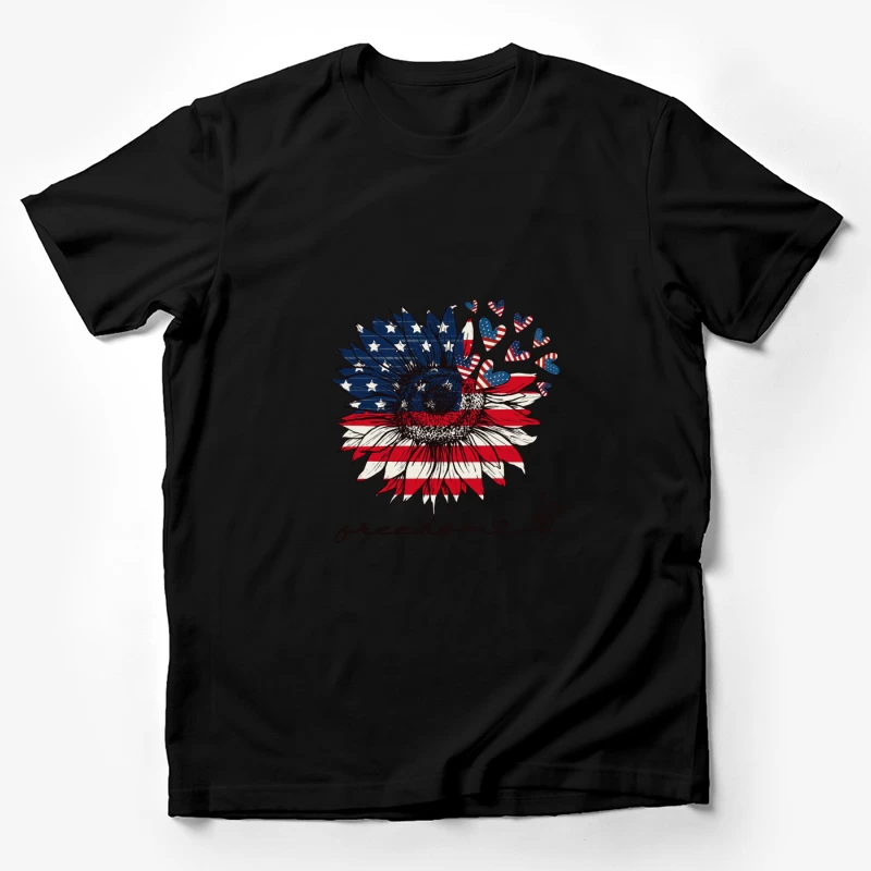Freiheit Sonnenblume mit amerikanischer Flagge Herren T-Shirt