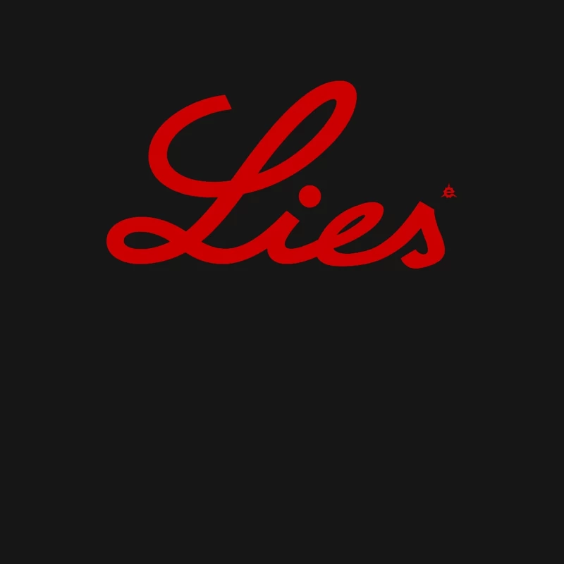 Red Cursive "Lies" Typography Logo Male Long Sleeve T-Shirt