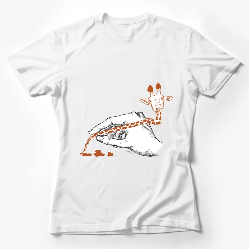 Illustration créative d'une main et d'une girafe Femme T-Shirt