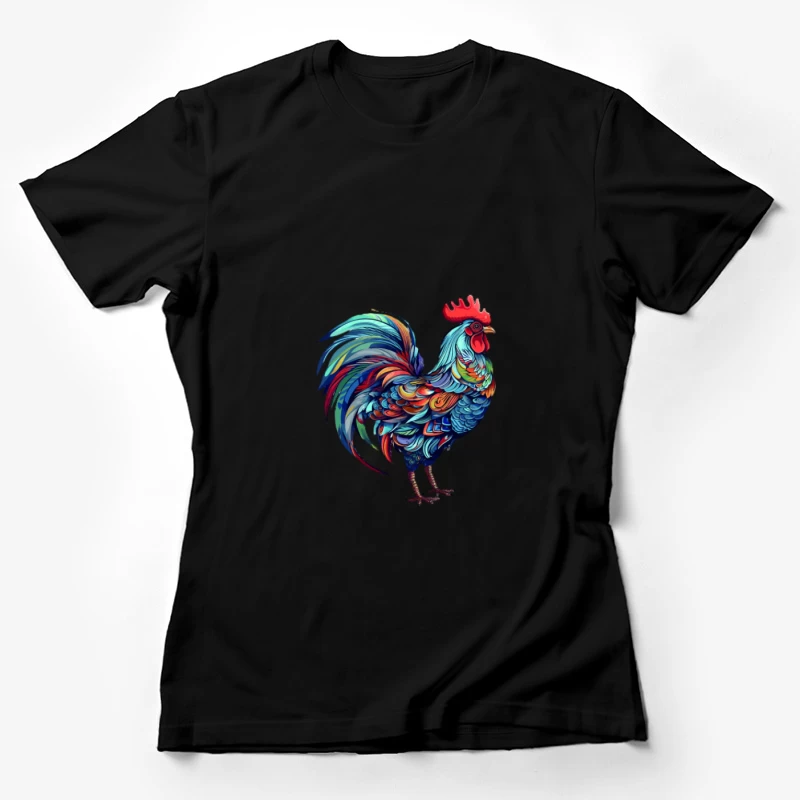 Bunter Hahn Kunstdesign Damen T-Shirt