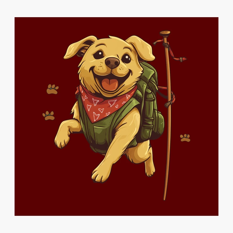 Happy Cartoon Dog Ready for Hiking Adventure Throw Pillow