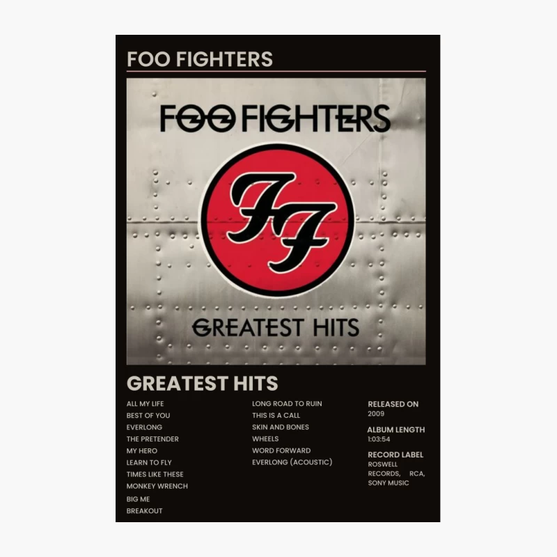 Foo Fighters Greatest Hits Album Cover and Track List Cotton Tote Bag