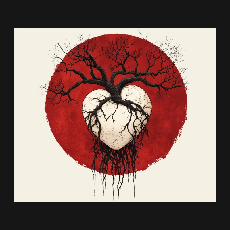 Dark Tree Heart against Blood Moon Mouse Pad