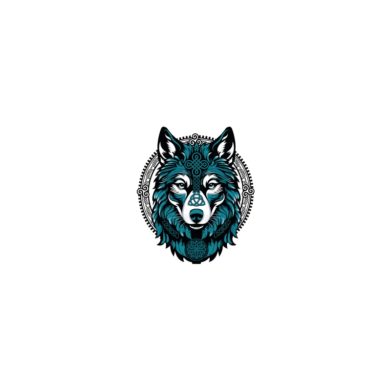 Majestic Celtic Wolf – Teal Knotwork Design Coffee Mug