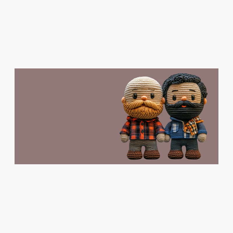 Adorable Handmade Crochet Dolls of Bearded Men in Plaid and Scarf Coffee Mug