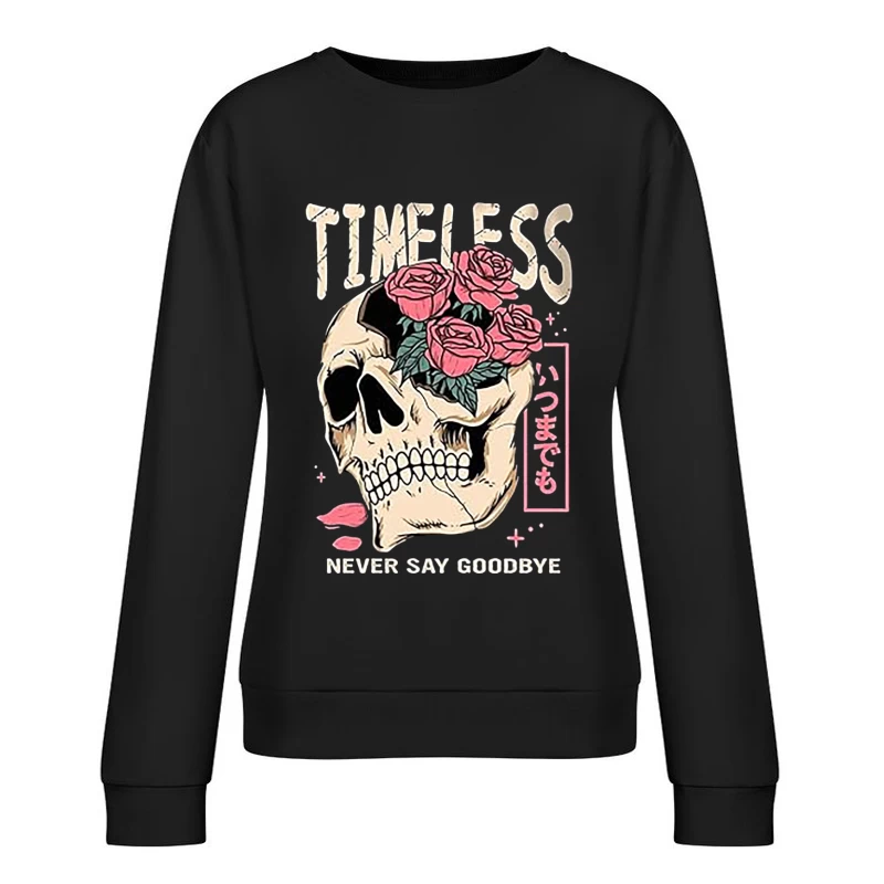 Zeitloser Schädel mit Rosen Damen Pullover Sweatshirt