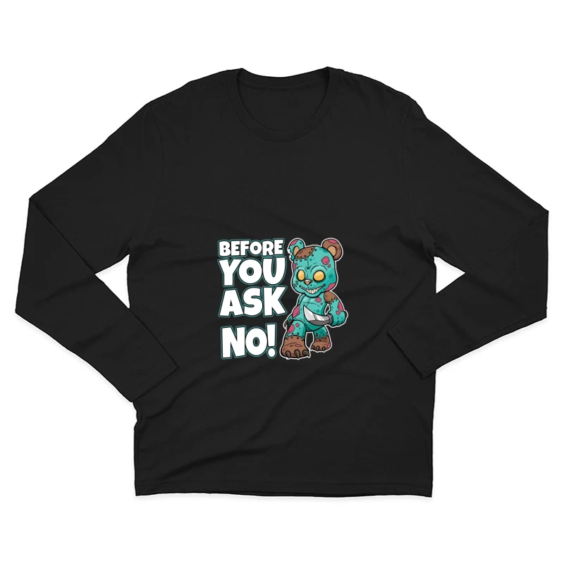Gruseliges Bärendesign mit Messer Herren Langarm T-Shirt