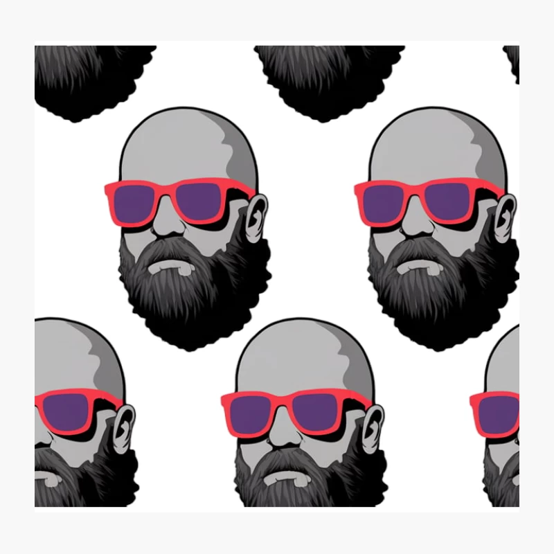 Repetitive Pattern of Bald Bearded Men in Pink Sunglasses Throw Pillow