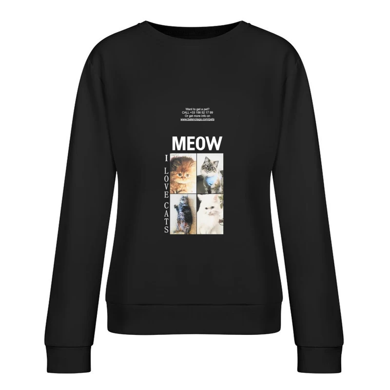 Süße Katzenbilder und Kontaktinformationen Damen Pullover Sweatshirt