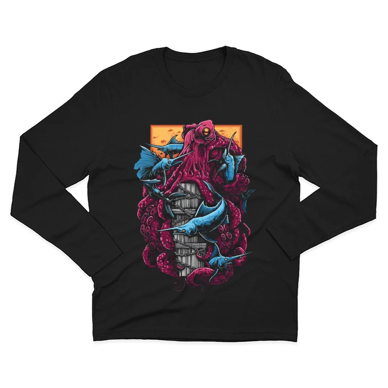 The Crimson Kraken vs. Blue Marlin Male Long Sleeve T-Shirt