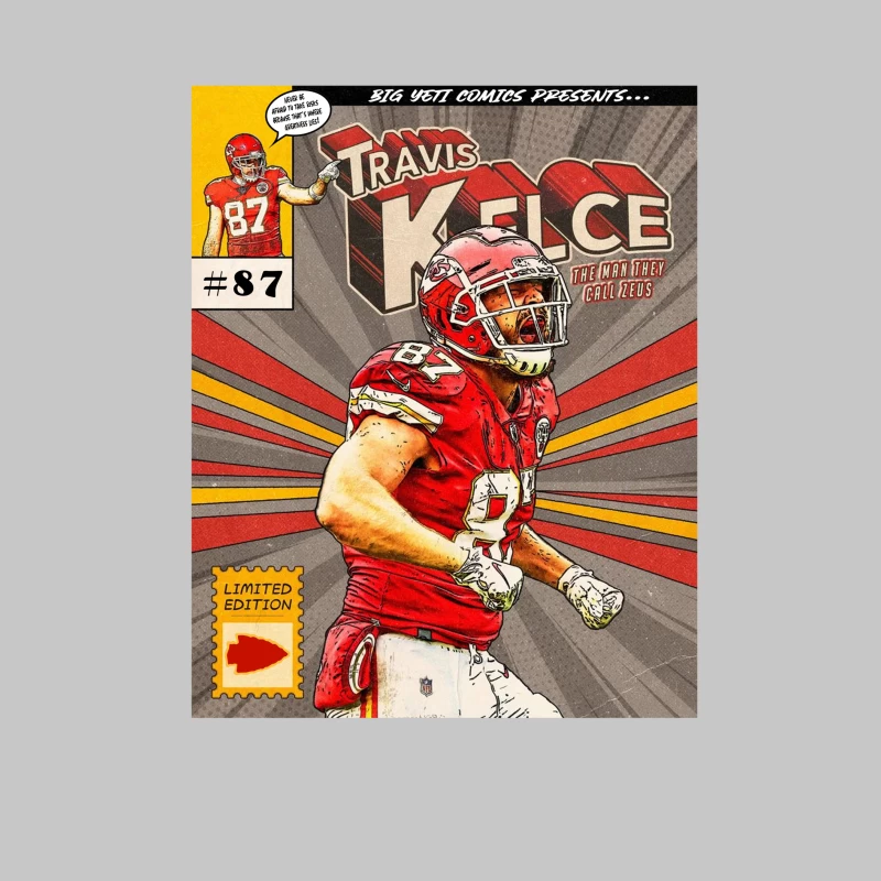 Football - Kansas City Chiefs - Comic Book Mockup - TRAVIS KELCE Male Long Sleeve T-Shirt