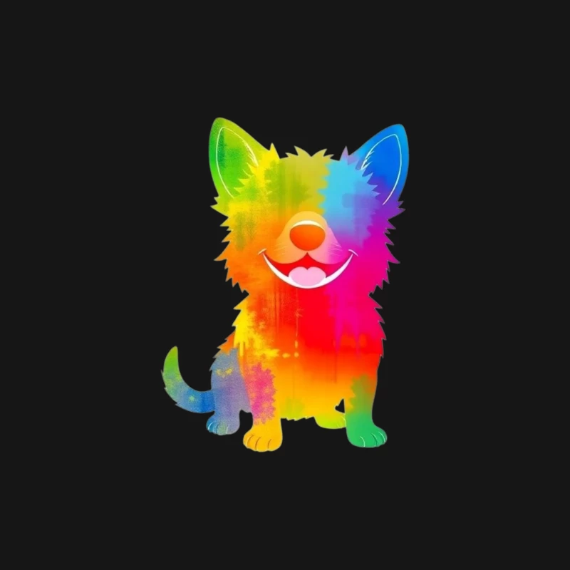 Colorful Cartoon Dog Illustration Male Long Sleeve T-Shirt