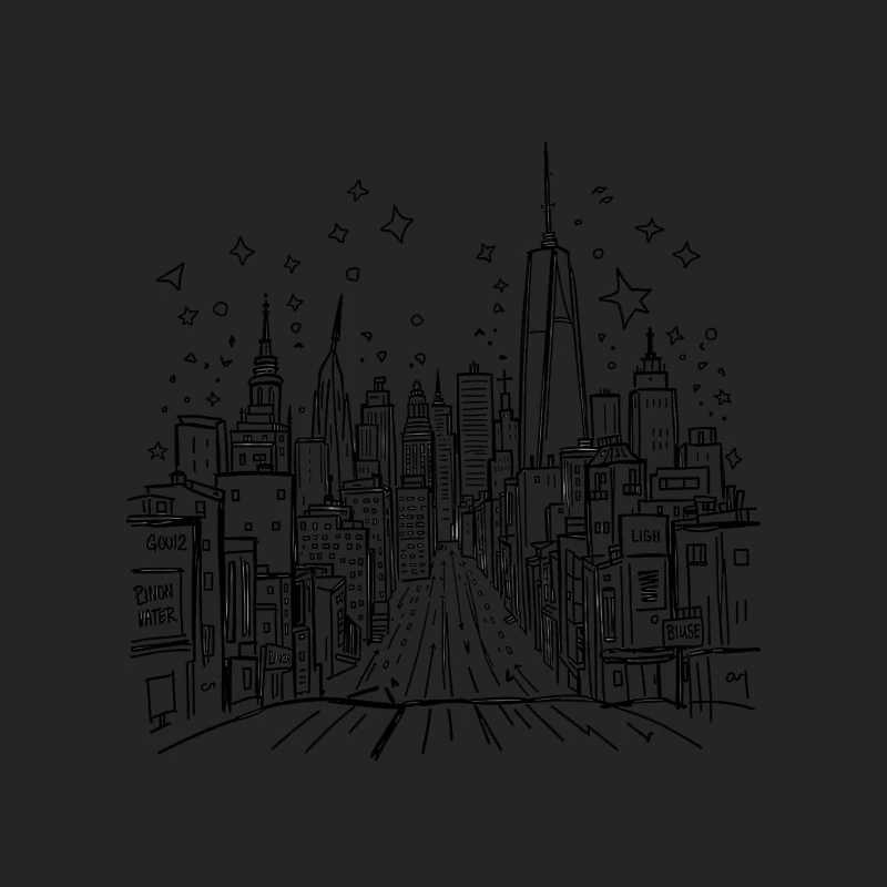 Urban Night Skyline Illustration Male Pullover Sweatshirt