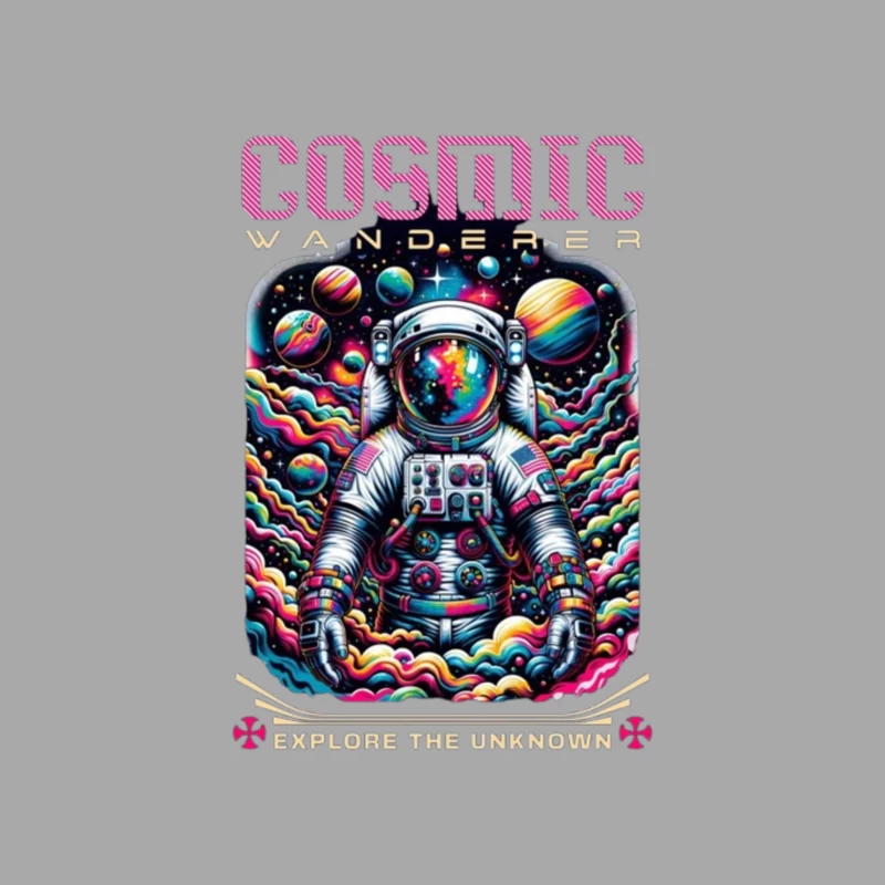 Cosmic Wanderer: Psychedelic Space Exploration Male Pullover Hoodie