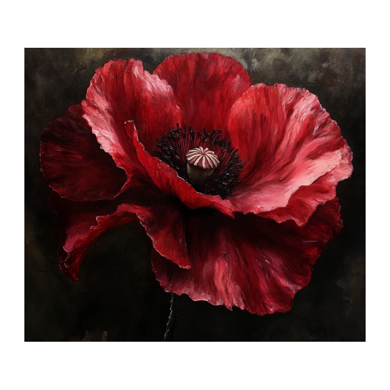 Vibrant Red Poppy Flower Macro Painting Tapestry