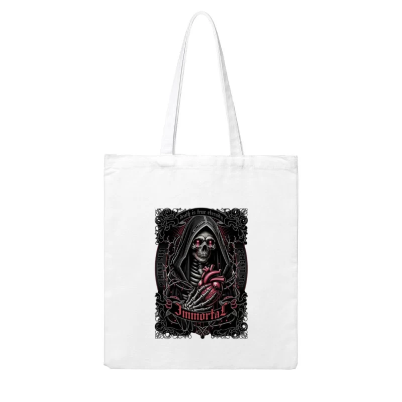 Gothic Immortal Reaper with Anatomical Heart Cotton Tote Bag