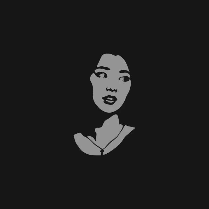 Minimalist Grayscale Portrait Silhouette Desk Mat