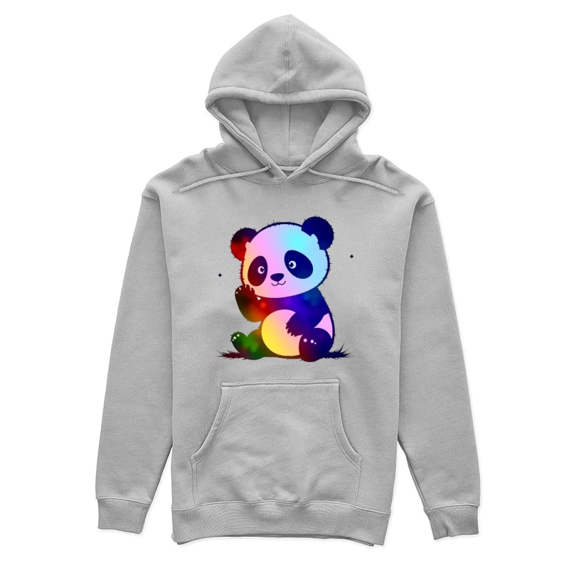 Cute Rainbow Gradient Panda Cartoon Illustration Female Pullover Hoodie