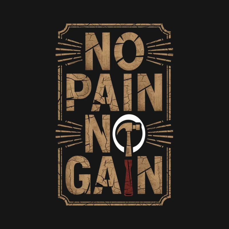 No Pain No Gain Motivational Fitness Typography Male T-Shirt