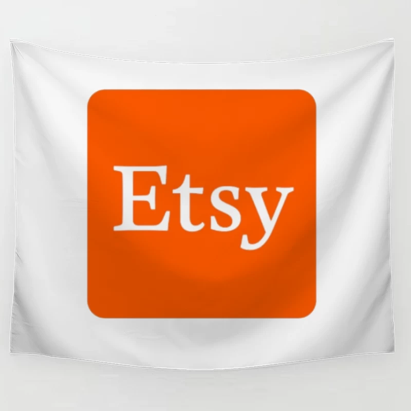 Etsy Official Logo - Orange Square E-commerce Marketplace Icon Tapestry