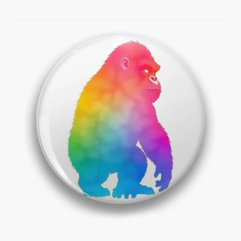 Rainbow Gradient Gorilla Silhouette Art Pin