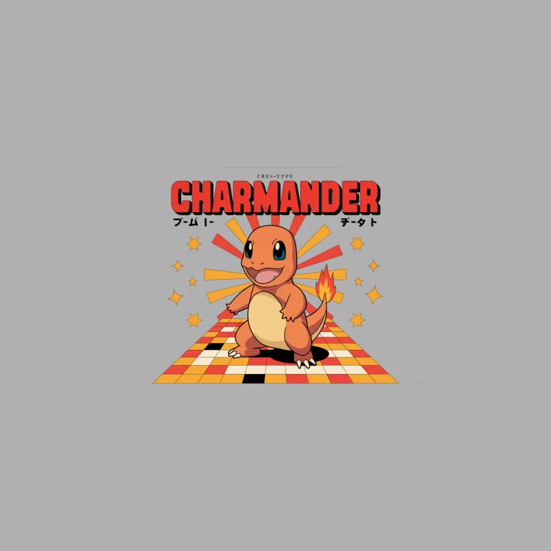 Retro-Style Charmander: Fire Pokemon with Vibrant Background Male Tank Top